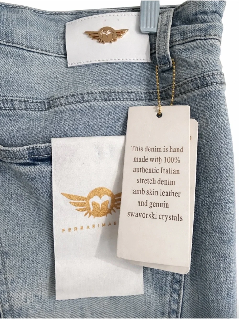 Ferrari Light Blue Denim Jeans with Gold Accents - Picture 2 of 4